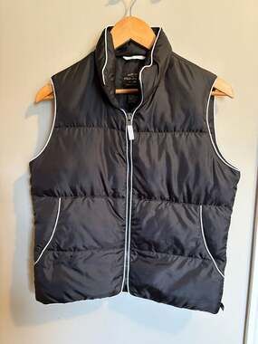 Polo Jeans Co. Ralph Lauren Black Down Feather Puffer Vest with White Piping Siz